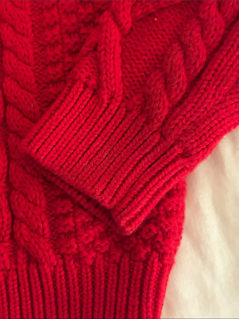 Kids Sz Red 💯 cotton Cable Knit Sweater - like new condition